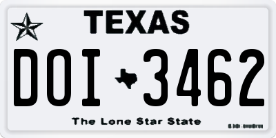 TX license plate DOI3462