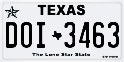 TX license plate DOI3463