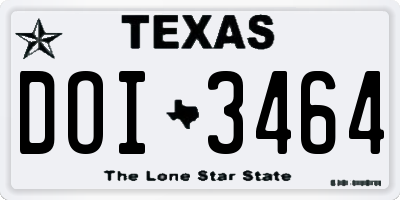 TX license plate DOI3464