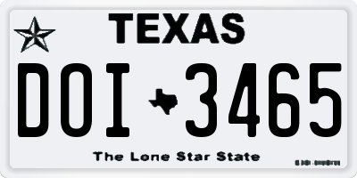 TX license plate DOI3465