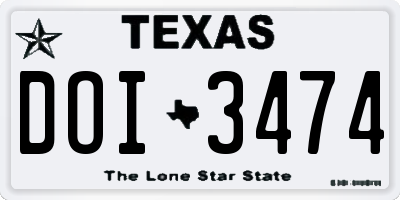 TX license plate DOI3474