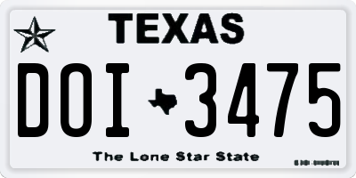 TX license plate DOI3475