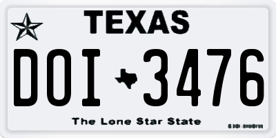 TX license plate DOI3476