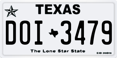 TX license plate DOI3479