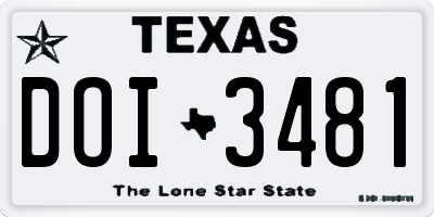 TX license plate DOI3481