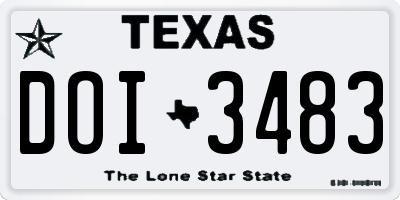 TX license plate DOI3483