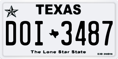 TX license plate DOI3487