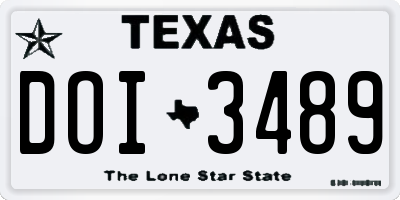 TX license plate DOI3489