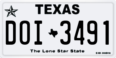 TX license plate DOI3491