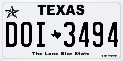 TX license plate DOI3494