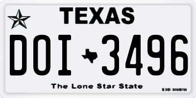 TX license plate DOI3496
