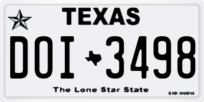 TX license plate DOI3498