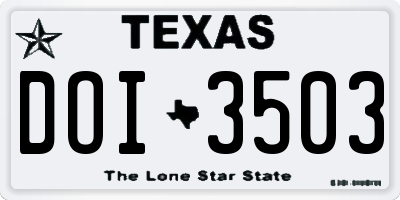 TX license plate DOI3503
