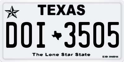 TX license plate DOI3505
