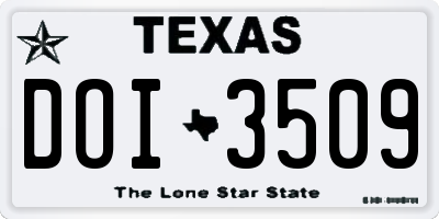 TX license plate DOI3509
