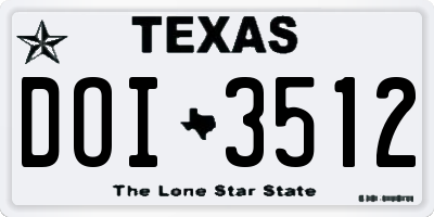TX license plate DOI3512