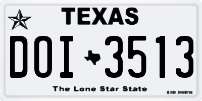 TX license plate DOI3513
