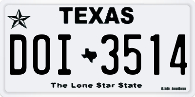 TX license plate DOI3514