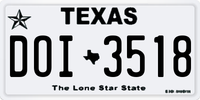 TX license plate DOI3518
