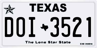 TX license plate DOI3521