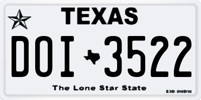 TX license plate DOI3522