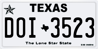 TX license plate DOI3523
