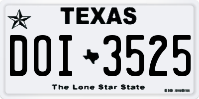 TX license plate DOI3525
