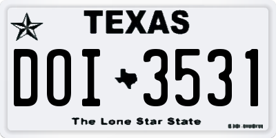 TX license plate DOI3531