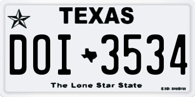 TX license plate DOI3534