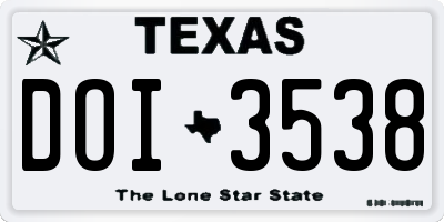 TX license plate DOI3538