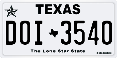 TX license plate DOI3540