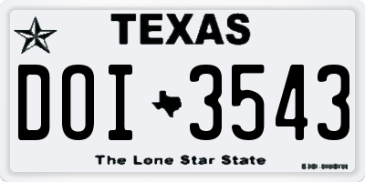 TX license plate DOI3543