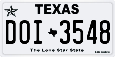 TX license plate DOI3548