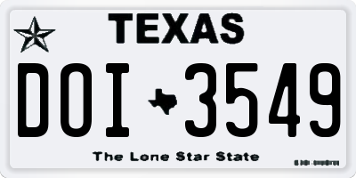 TX license plate DOI3549