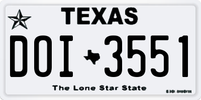 TX license plate DOI3551