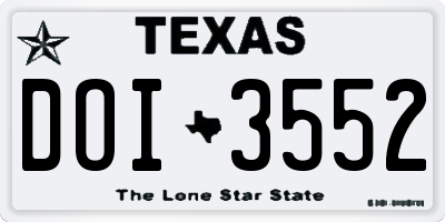 TX license plate DOI3552