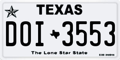 TX license plate DOI3553