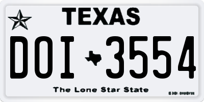 TX license plate DOI3554