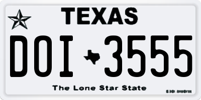 TX license plate DOI3555