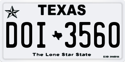 TX license plate DOI3560