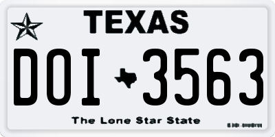 TX license plate DOI3563