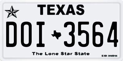 TX license plate DOI3564