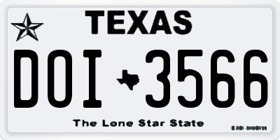 TX license plate DOI3566
