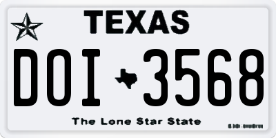 TX license plate DOI3568