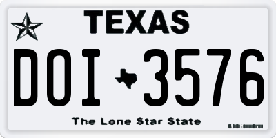 TX license plate DOI3576