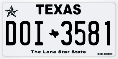 TX license plate DOI3581
