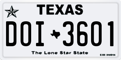 TX license plate DOI3601