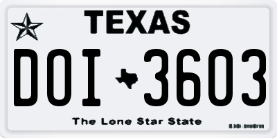 TX license plate DOI3603