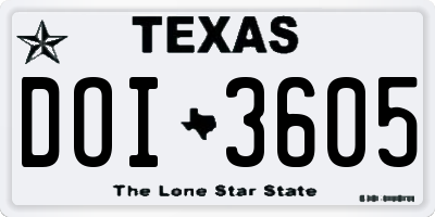 TX license plate DOI3605