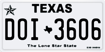 TX license plate DOI3606